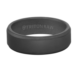 Triton Raw Men's Black Tungsten Sandblasted Finish 8MM Bevel Edge Band