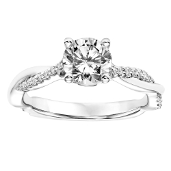 ArtCarved 14K White Gold Diamond Twisted Shank Engagement Ring, Center Stone Sold Separately