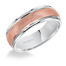 ArtCarved Men's 14K White & Rose Gold 7.5MM Band