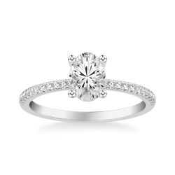 ArtCarved 14K White Gold Single Row Diamond Engagement Ring, Center Stone Sold Separately