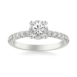 ArtCarved 14K White Gold Single Row Diamond Engagement Ring, Center Stone Sold Separately