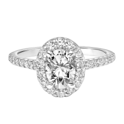 ArtCarved 14K White Gold Oval Halo Diamond Engagement Ring, Center Stone Sold Separately