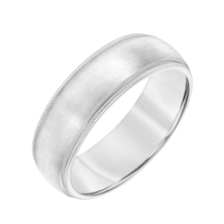 ArtCarved Men's 14K White Gold 7MM Satin & Milgrain Band