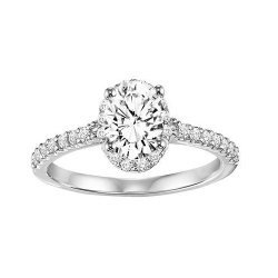 ArtCarved 14K White Gold Diamond Halo Engagement Ring, Center Stone Sold Separately