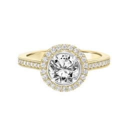 ArtCarved 14K Yellow & White Gold Halo with Bezel Diamond Engagement Ring, Center Stone Sold Separately