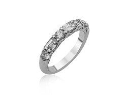 JB Star Platinum Shared Prong Alternating Diamond Band