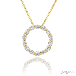 JB Star 18K Yellow Gold Shared Prong Diamond Circle Pendant