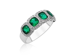 JB Star Platinum Emerald & Diamond Halo Band