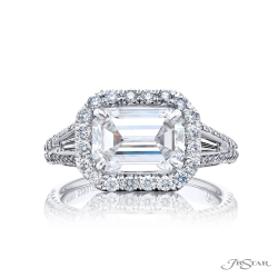 JB Star Platinum Diamond Halo Engagement Ring