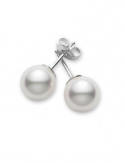 Mikimoto 18K White Gold 4-4.5MM Pearl Stud Earrings