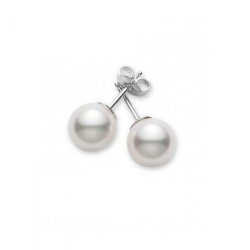 Mikimoto 18K White Gold 6-6.5MM Pearl Stud Earrings