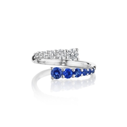 Penny Preville 18K White Gold Blue Sapphire & Diamond Bypass Band