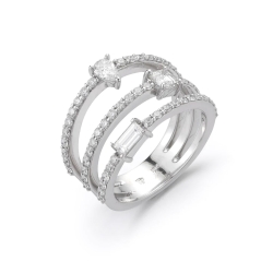 Penny Preville 18K White Gold Three-Row Diamond Band