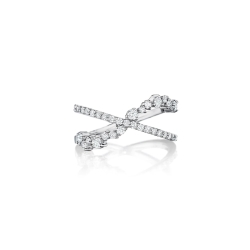 Penny Preville 18K White Gold Stardust Criss Cross Diamond Ring