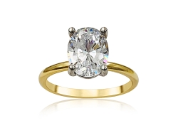 Precision Set 18K Yellow Gold/Platinum Modern Classic Solitaire Engagement Ring, Center Stone Sold Separately