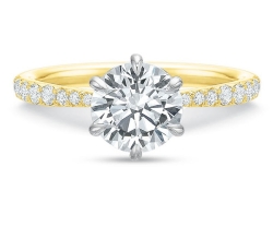 Precision Set 18K Yellow Gold & Platinum New Aire Diamond Engagement Ring, Center Stone Sold Separately