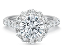 Precision Set 18K White Gold Diamond Halo Engagement Ring, Center Stone Sold Separately