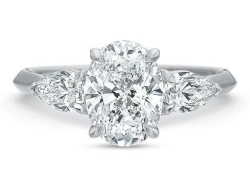 Precision Set 18K White Gold Three-Stone Diamond Engagement Ring, Center Stone Sold Separately