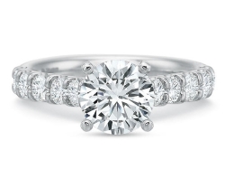 Precision Set 18K White Gold & Platinum Shared Prong Diamond Engagement Ring, Center Stone Sold Separately