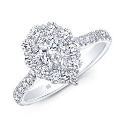 Rahaminov 18K White Gold Diamond Halo Engagement Ring