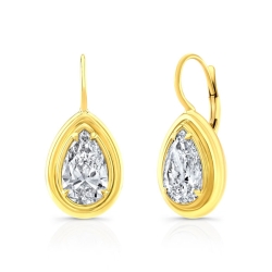 Rahaminov 18K Yellow Gold Bezel Set Teardrop Diamond Wire Earrings