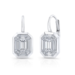 Rahaminov 18K White Gold Diamond Bezel Mosaic Drop Earrings