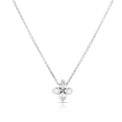 Roberto Coin 18K White Gold Love In Verona Diamond Small Flower Necklace