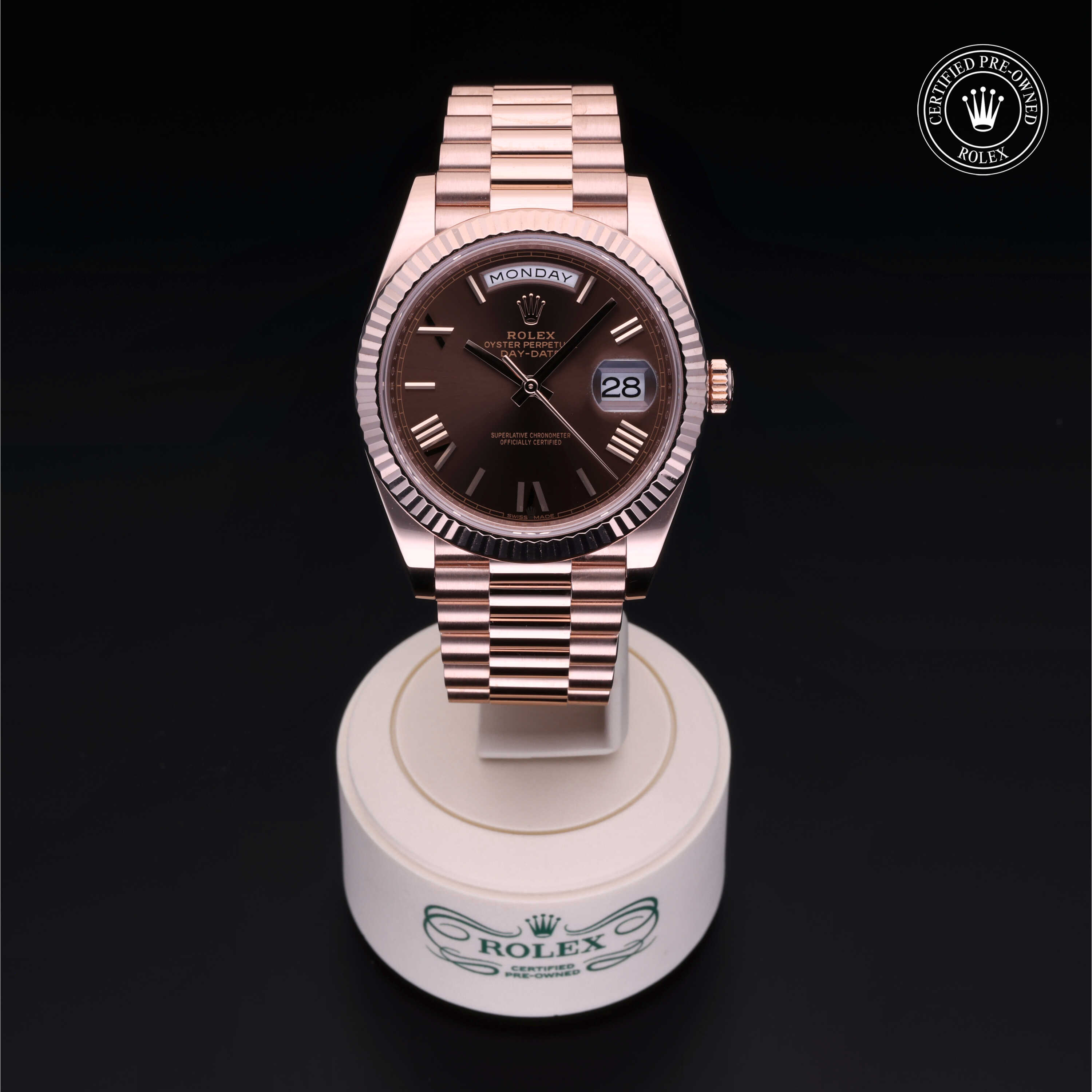 Rolex Day-Date in 18 ct Everose gold M228235-0002 at Alson Jewelers