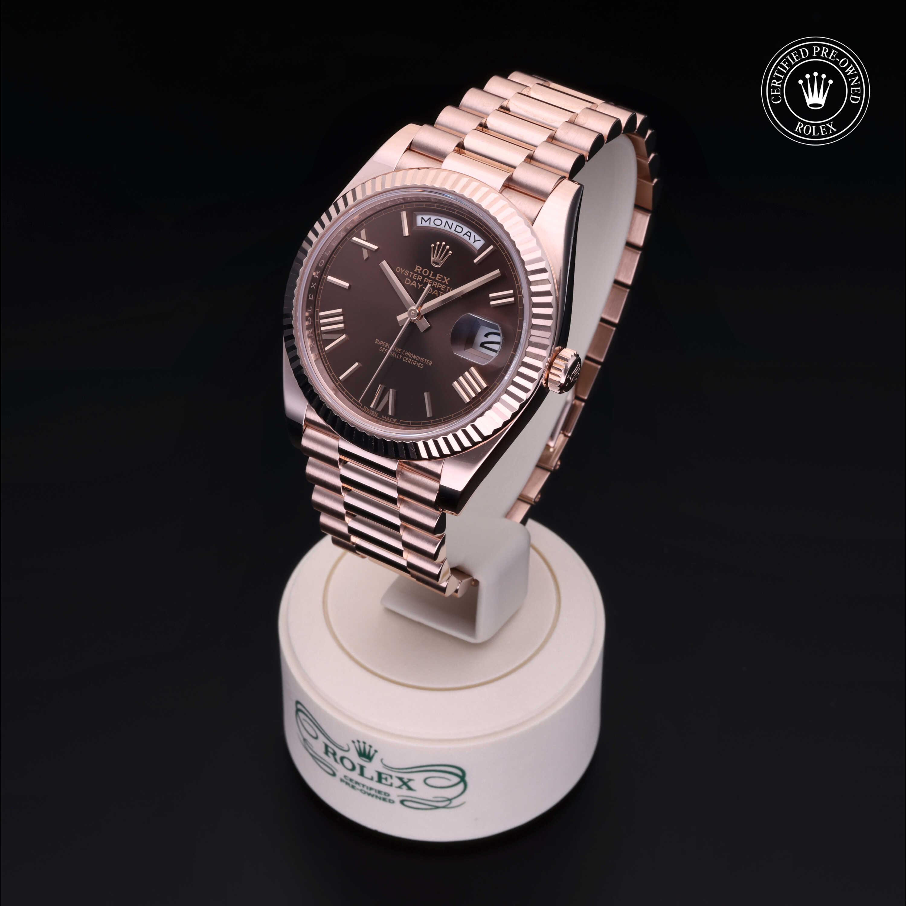 Rolex Day-Date in 18 ct Everose gold M228235-0002 at Alson Jewelers