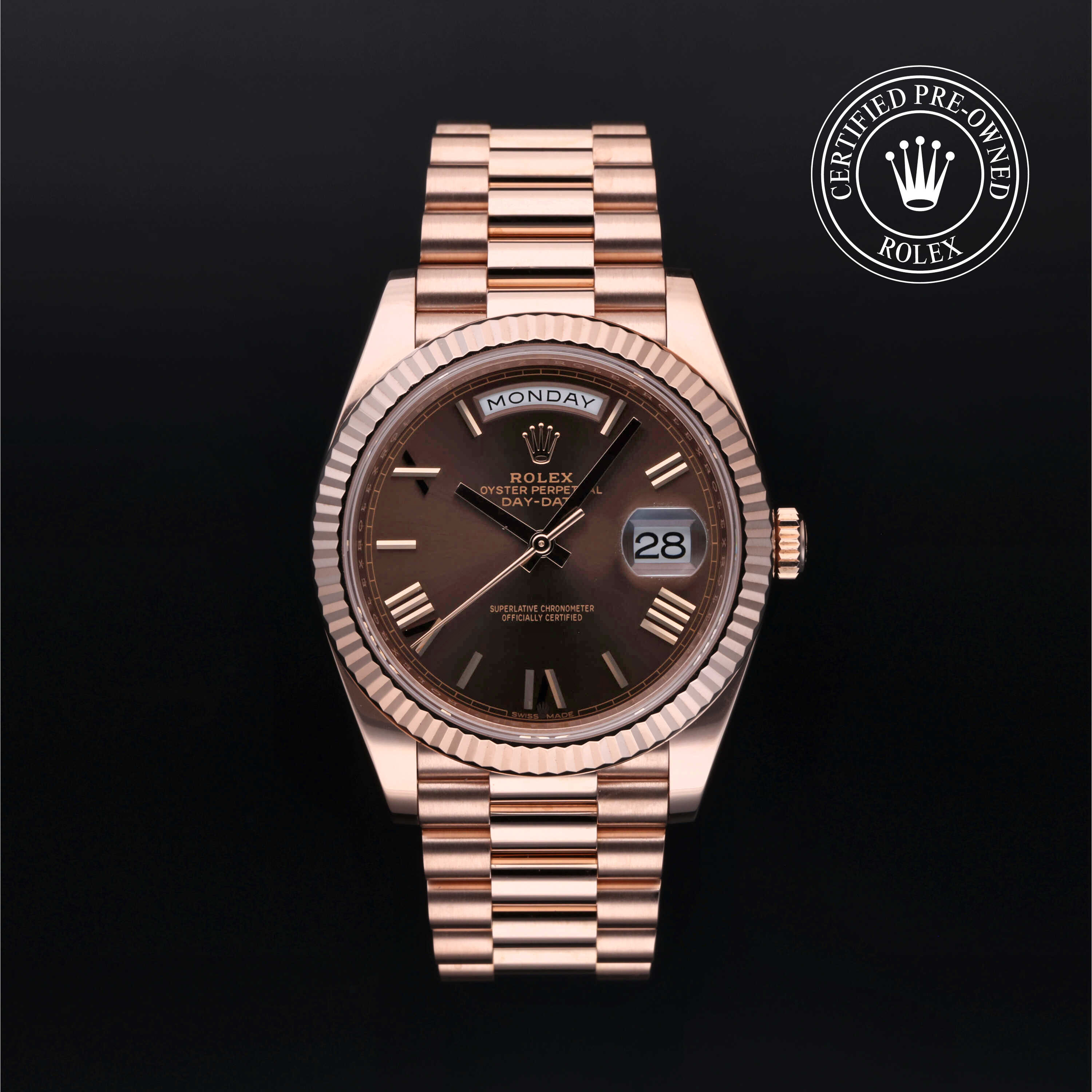 Rolex Day-Date in 18 ct Everose gold M228235-0002 at Alson Jewelers