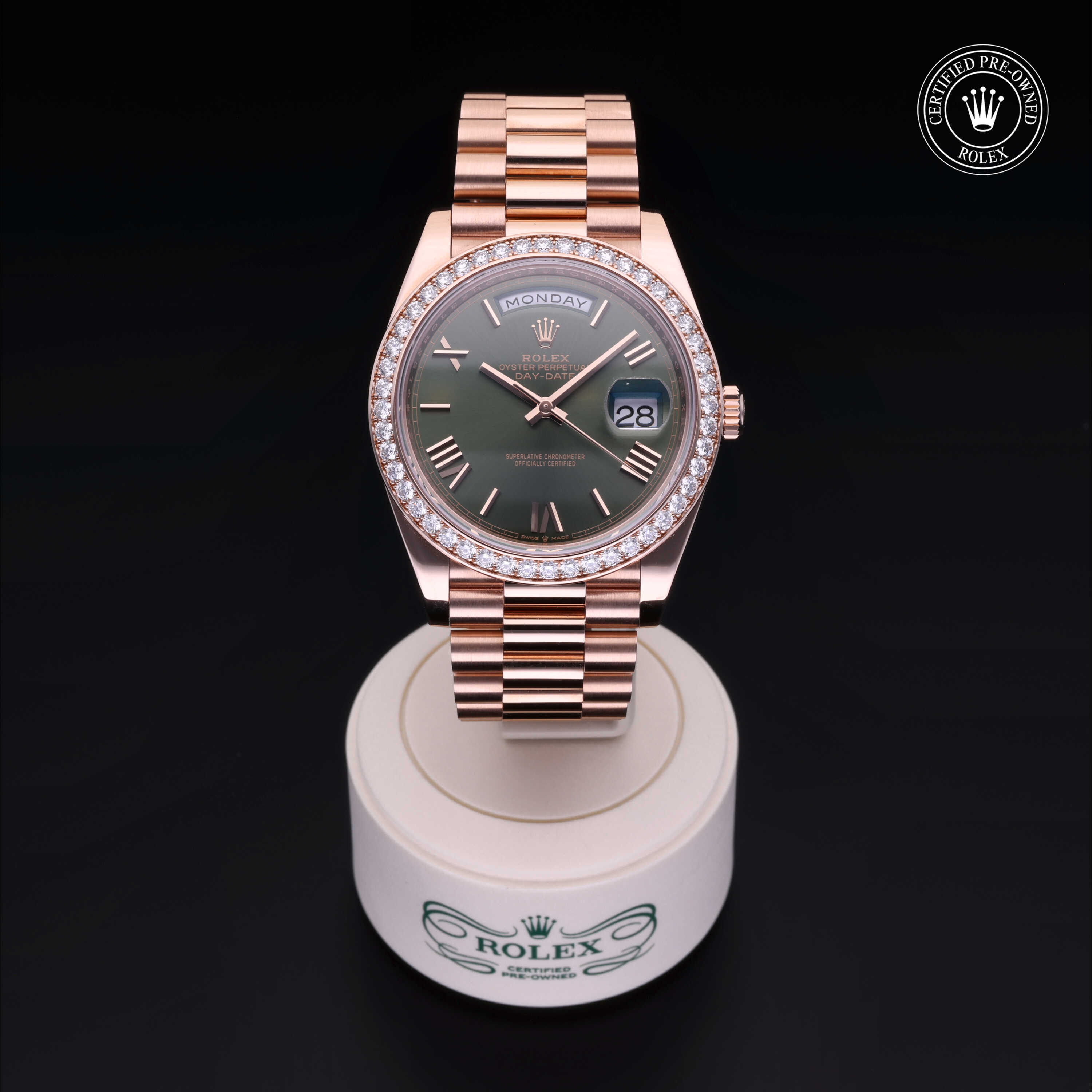 Rolex Day-Date in 18 ct Everose gold M228345RBR-0011 at Alson Jewelers