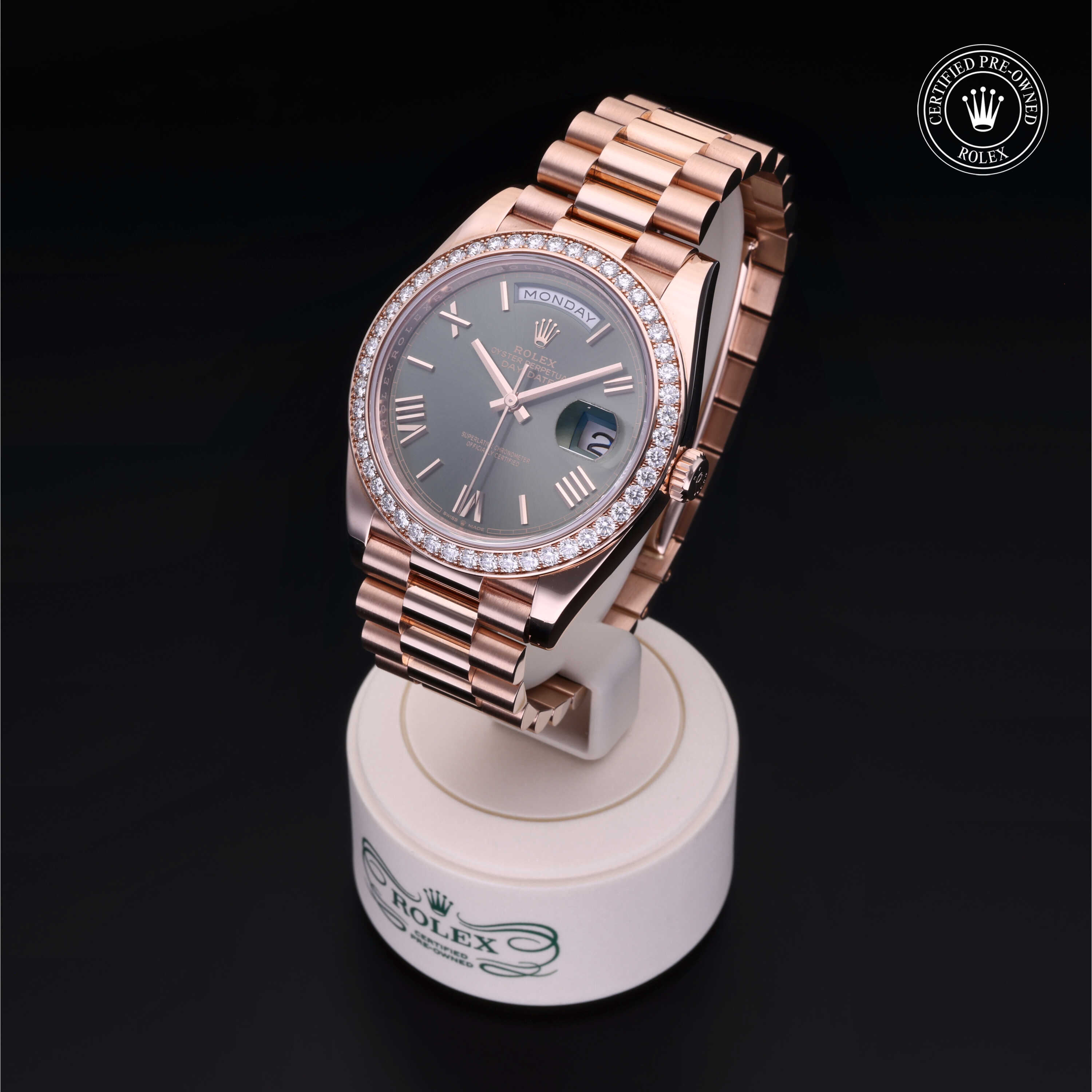 Rolex Day-Date in 18 ct Everose gold M228345RBR-0011 at Alson Jewelers