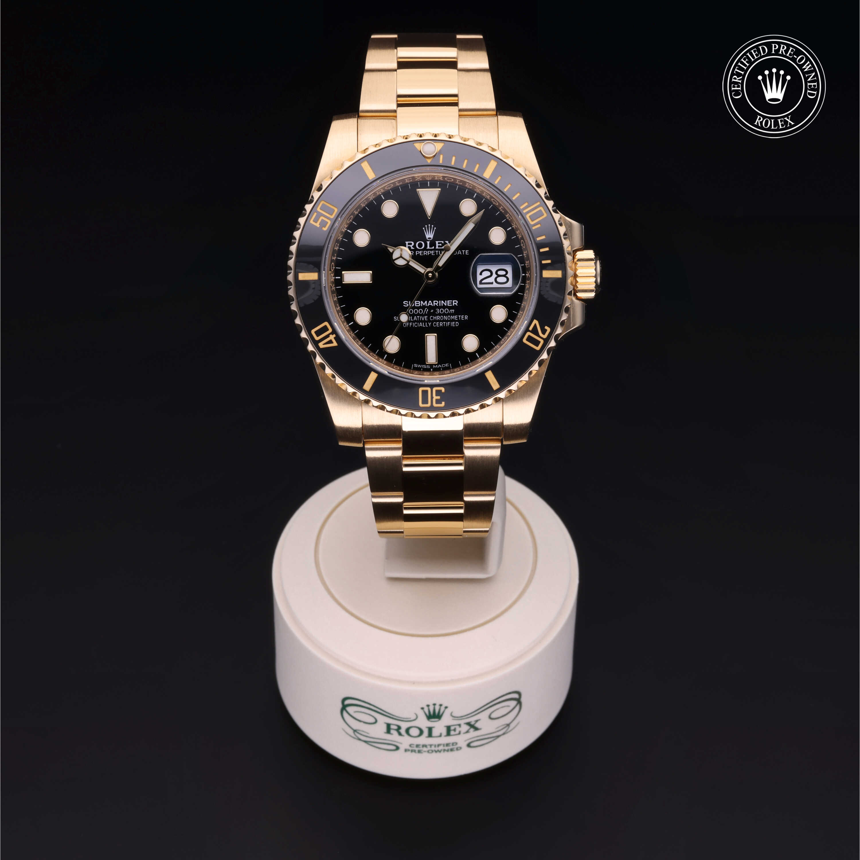 Rolex Submariner in 18 ct yellow gold M116618LN-0001 at Alson Jewelers