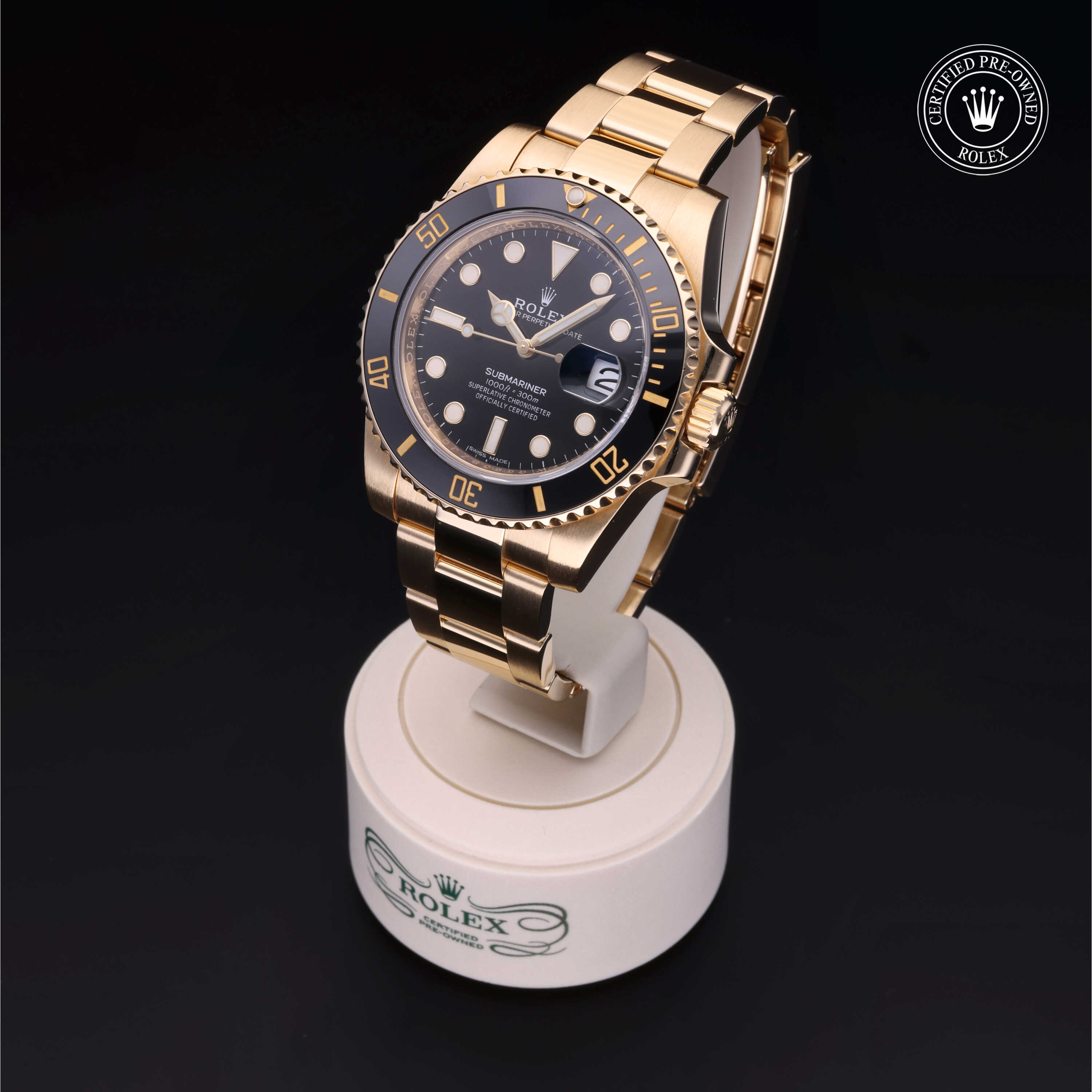 Rolex Submariner in 18 ct yellow gold M116618LN-0001 at Alson Jewelers