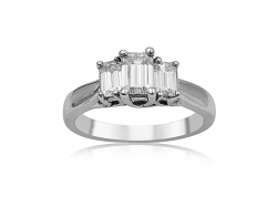 Alson Special Value 14K White Gold Three-Stone Diamond Engagement Ring