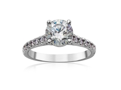 Alson Signature Collection 18K White Gold Shared Prong Diamond Engagement Ring, Center Stone Sold Separately