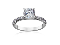 Alson Signature Collection 18K White Gold Shared Prong Diamond Engagement Ring, Center Stone Sold Separately