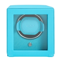 WOLF Cub Single Watch Winder with Cover in Tutti Frutti Turquoise