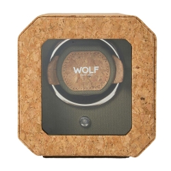 WOLF Cortica Single Watch Winder with Cover in Cork