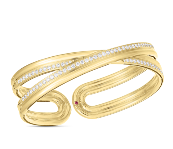 Roberto Coin 18K Yellow Gold Cialoma Diamond Crossover Bangle Bracelet
